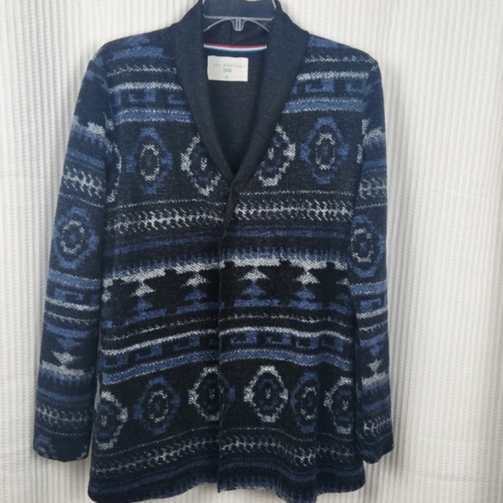 Sol Angeles‎ M Pockets Tribal Trendy Aztec Cardigan Sweater USA Made Preppy Prep